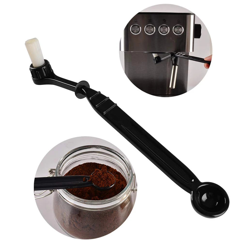 Coffee Machine Brush Cleaner with Spoon 2 in 1, Barista Espresso Machine Brush Replacement Head, Coffee Cleaning Tool