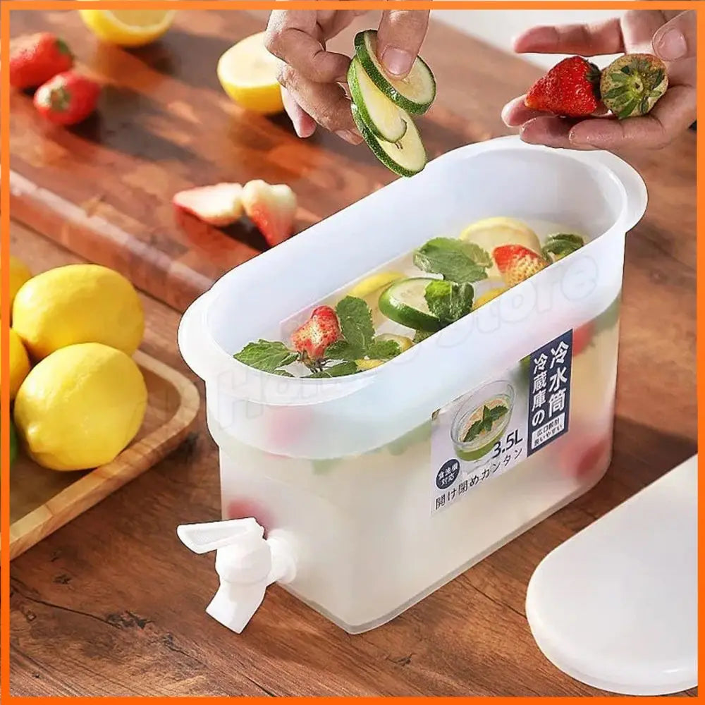 3.5L Refrigerator Water Bottle Kettle Fruit Tea Bucket with Faucet Ice Cold Container Kitchen Large Capacity Cold Water Pitcher