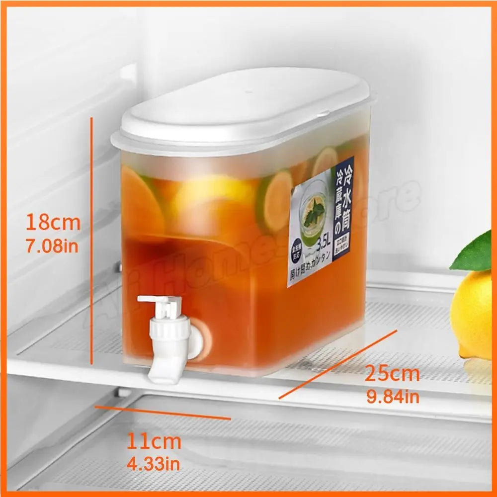 3.5L Refrigerator Water Bottle Kettle Fruit Tea Bucket with Faucet Ice Cold Container Kitchen Large Capacity Cold Water Pitcher