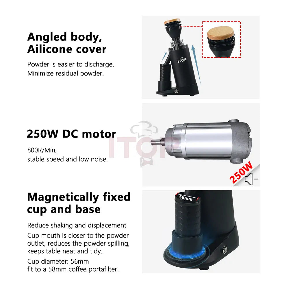 ITOP Coffee Grinder Machine Coffee Maker 64MM Flat Titanium Burrs Powder Grinding Machine Stepless Finess Espresso Coffee ITOP40