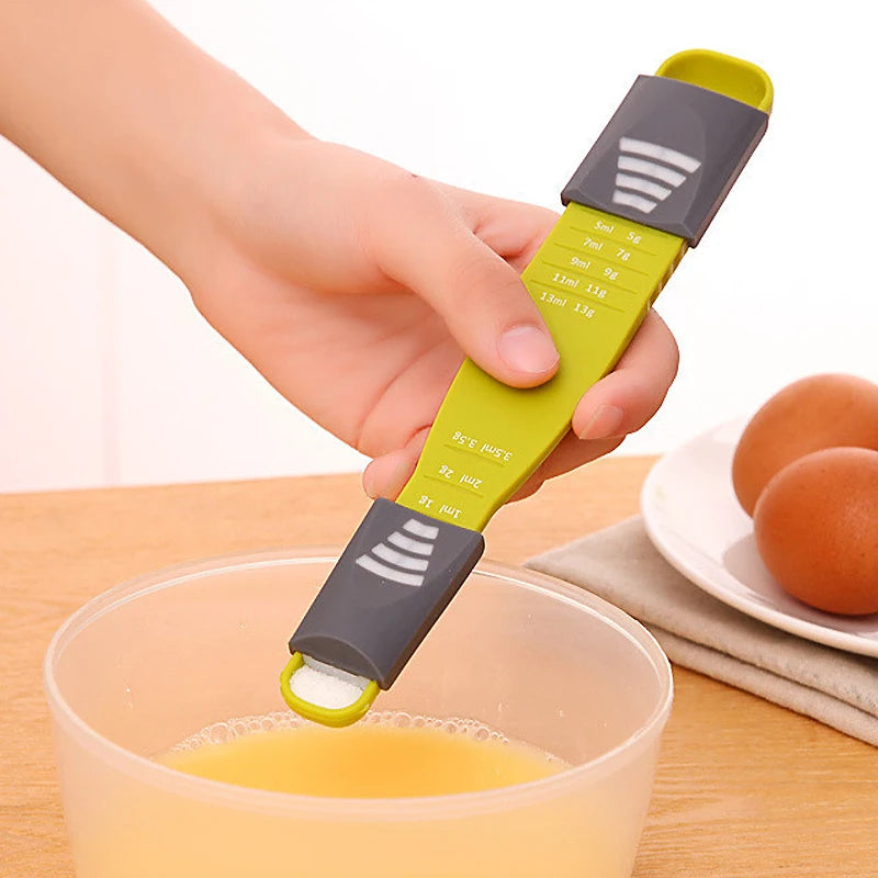 Adjustable Kitchen Scales Measure Cup Double End Eight Stalls Measuring Spoon For Salt Soup Coffee Tea Powder Kitchen Gadgets