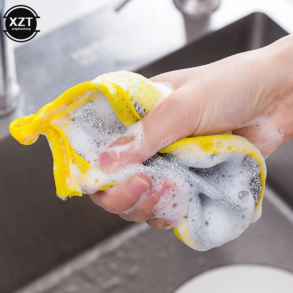 5Pcs Double Side Dishwashing Sponge Dish Washing Brush Pan Pot Dish Wash Sponges Brush Household Kitchen Cleaning Tools